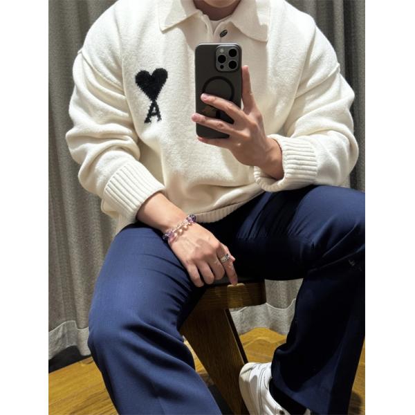 2025秋冬新作 ホワイト 売れ筋ワード 暖か ニットトップス AMI PARIS アミ パリス コピー