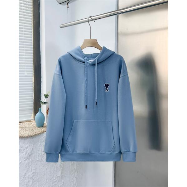 2025秋冬防寒 アイスブルー 人気ワード 軽量 パーカ AMI PARIS アミ パリス コピー