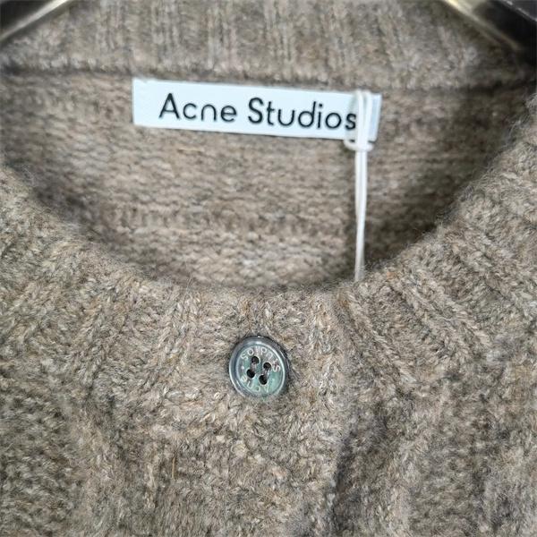 Acne Studios 激安 レディース マルチレイヤー風 カーディガン マフヘア混紡 格子シャツ切替 フェイクレイヤード ニットジャケット 25FW