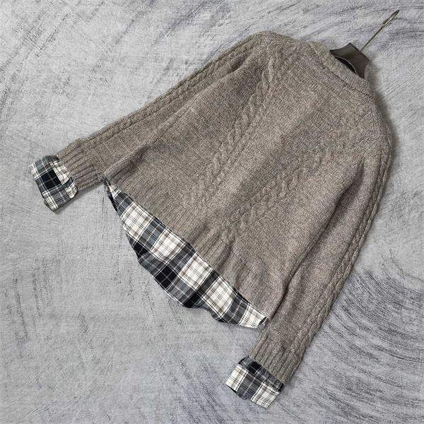 Acne Studios 激安 レディース マルチレイヤー風 カーディガン マフヘア混紡 格子シャツ切替 フェイクレイヤード ニットジャケット 25FW