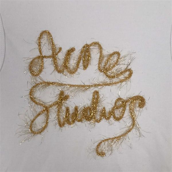 Acne Studios 激安 金糸刺繍 ロゴ入り ニットタンク重ね着風 ロンT レディース トップス