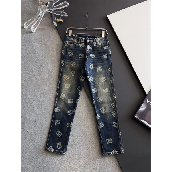 DOLCE&GABBANA 激安 総ロゴ デニム メンズ ジーンズ ヴィンテージウォッシュ ストレッチ素材 スリムカジュアル 高級感抜群
