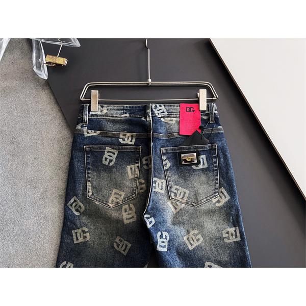 DOLCE&GABBANA 激安 総ロゴ デニム メンズ ジーンズ ヴィンテージウォッシュ ストレッチ素材 スリムカジュアル 高級感抜群
