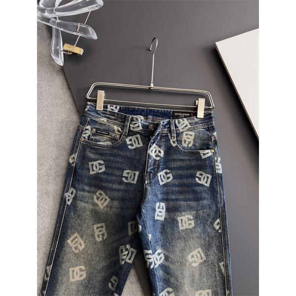 DOLCE&GABBANA 激安 総ロゴ デニム メンズ ジーンズ ヴィンテージウォッシュ ストレッチ素材 スリムカジュアル 高級感抜群