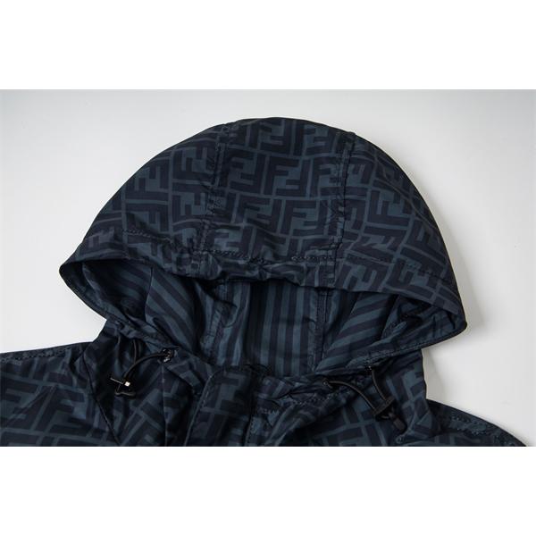 防寒対策 FF総柄 ネイビー ジャケット 2025秋冬新登場 FENDI フェンディ コピー