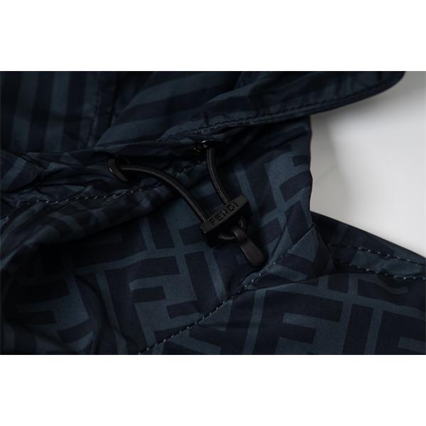 防寒対策 FF総柄 ネイビー ジャケット 2025秋冬新登場 FENDI フェンディ コピー