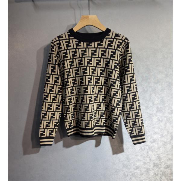 冬支度 FF総柄 ブラウン FENDI フェンディ スーパーコピー ニット 売れ筋 おすすめ