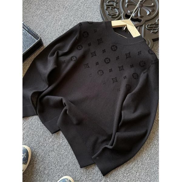 2025秋冬 保温性抜群 シックな風合い ブラック ニットトップス LOUIS VUITTON ルイヴィトン コピー 