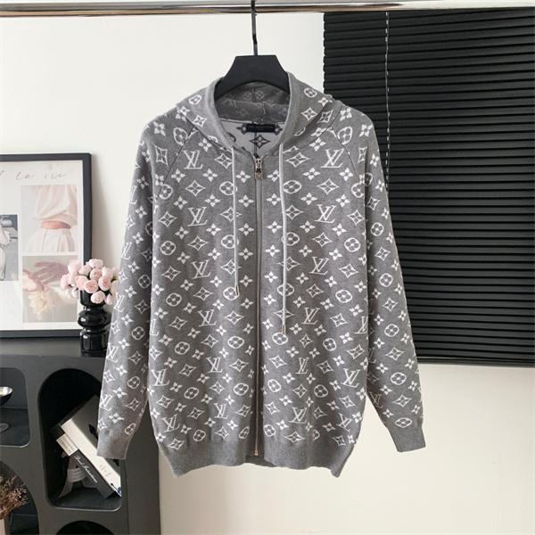 2025秋冬 快適ニット シンプル映え グレー ジップパーカー LOUIS VUITTON ルイヴィトン スーパーコピー 