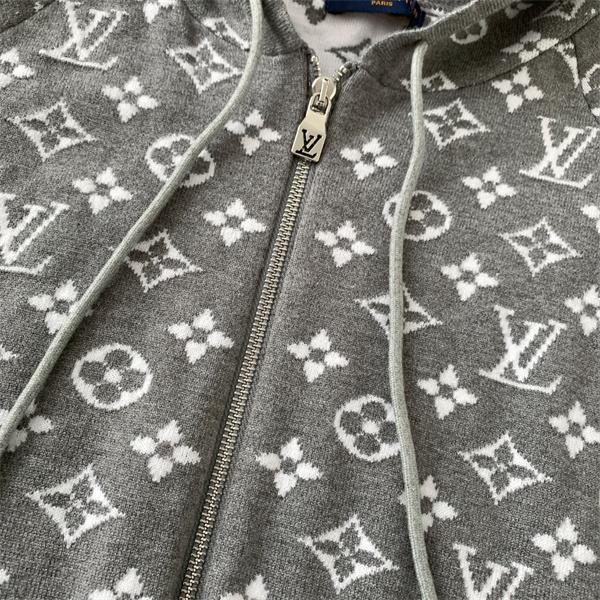 2025秋冬 快適ニット シンプル映え グレー ジップパーカー LOUIS VUITTON ルイヴィトン スーパーコピー 