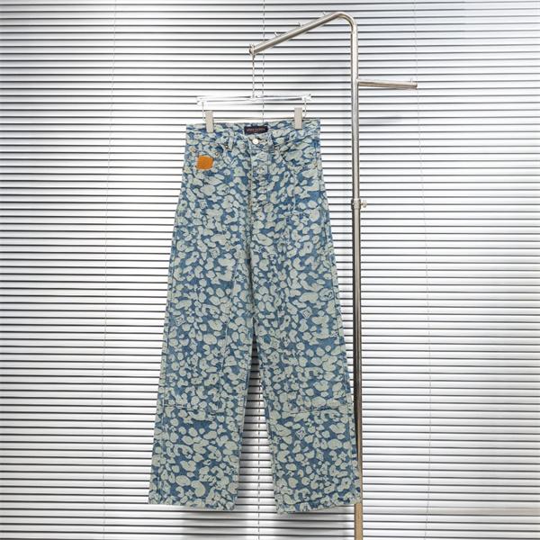 2025秋冬推し ブルー アート風 柔和 ワイド LOUIS VUITTON ルイヴィトン スーパーコピー デニムパンツ