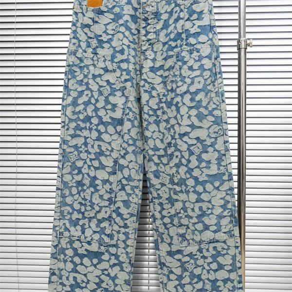 2025秋冬推し ブルー アート風 柔和 ワイド LOUIS VUITTON ルイヴィトン スーパーコピー デニムパンツ