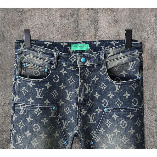 2025秋冬・ブルー ヴィンテージ モノグラム LOUIS VUITTON ルイヴィトン コピー デニムパンツ 新作必見