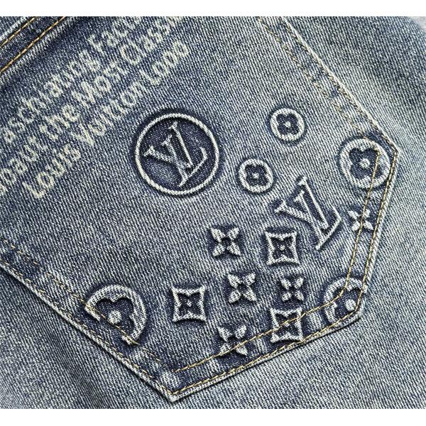LOUIS VUITTON ルイヴィトン スーパーコピー 2025秋冬注目・インディゴ 立体ロゴ エンボス デニムパンツ 