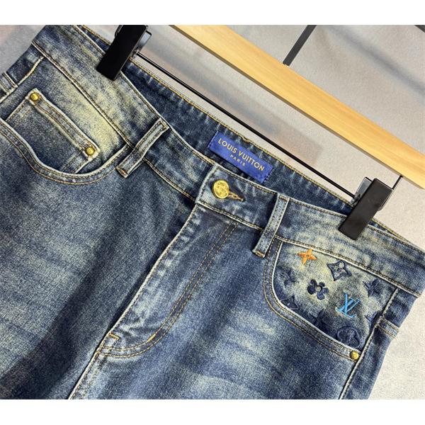 2025秋冬話題作・ネイビー 刺繍 LOUIS VUITTON ルイヴィトン コピー デニムパンツ トレンド最前線