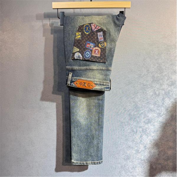 LOUIS VUITTON ルイヴィトン コピー 2025秋冬・グレーデニム パッチワーク風 デザインパンツ 要チェック