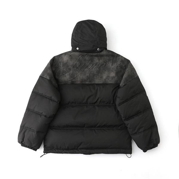 人気お洒落☆Supreme  25FW LEATHER YOKE PUFFER JACKETシュプリームダウンジャケットコピー 防寒性抜群