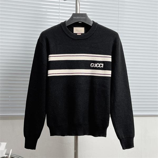  グッチ コピー 2025秋冬 上質 ボルドー GUCCI ロゴニット 人気 メンズ必見 大人カジュアル