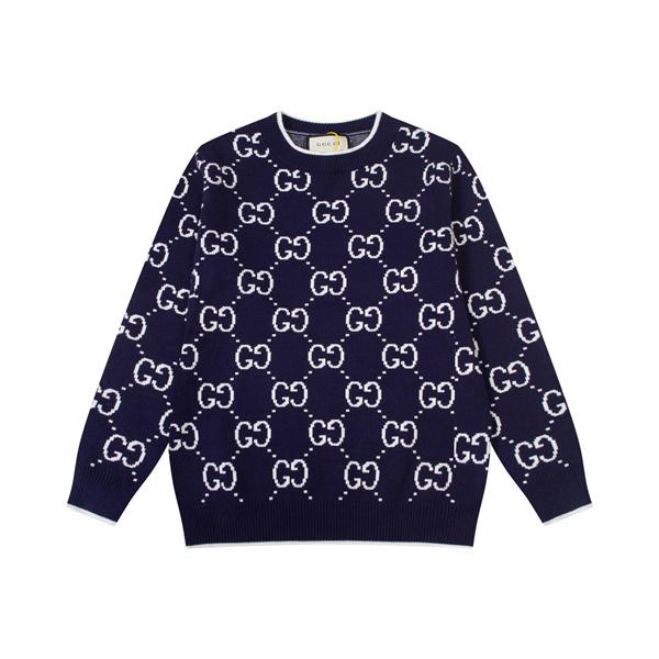 2025秋冬 高級暖か ネイビー GG総柄 GUCCI ニットセーター 大人上品  グッチ コピー