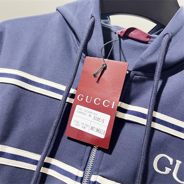 2025秋冬 暖かスタイリッシュ ネイビー GUCCI ボーダーライン パーカー  グッチ コピー