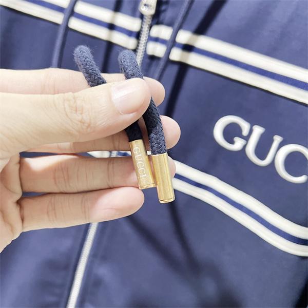 2025秋冬 暖かスタイリッシュ ネイビー GUCCI ボーダーライン パーカー  グッチ コピー