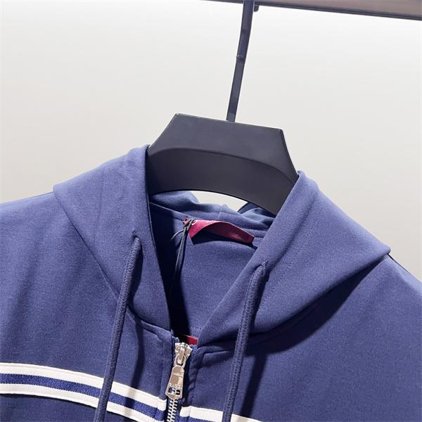 2025秋冬 暖かスタイリッシュ ネイビー GUCCI ボーダーライン パーカー  グッチ コピー