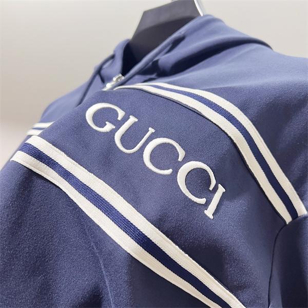 2025秋冬 暖かスタイリッシュ ネイビー GUCCI ボーダーライン パーカー  グッチ コピー