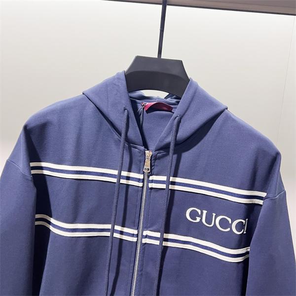 2025秋冬 暖かスタイリッシュ ネイビー GUCCI ボーダーライン パーカー  グッチ コピー
