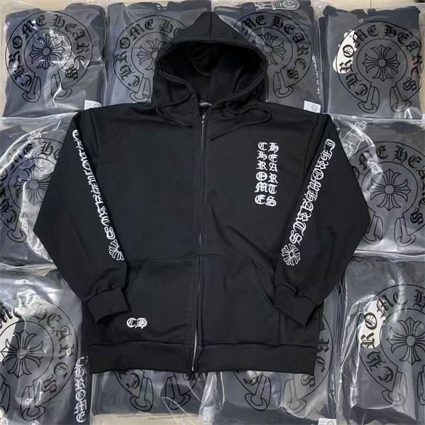 人気上昇中【Chrome Hearts】Vertical Logo Fleece Zip-Up Hoodieクロムハーツジップアップコピー