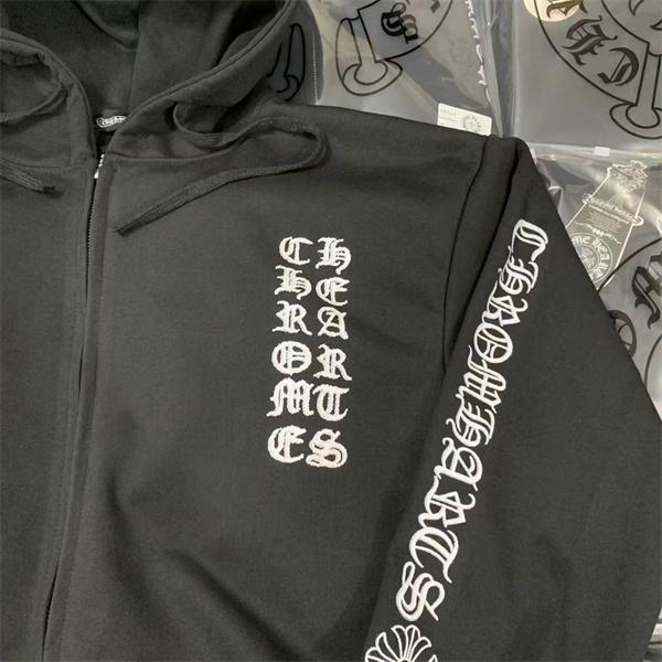 人気上昇中【Chrome Hearts】Vertical Logo Fleece Zip-Up Hoodieクロムハーツジップアップコピー