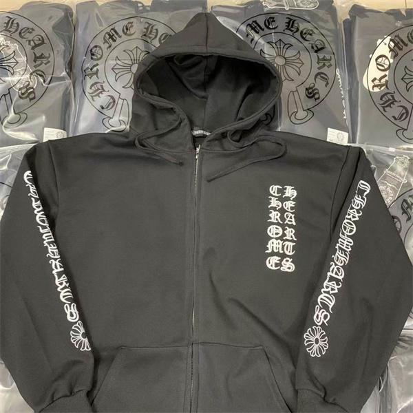 人気上昇中【Chrome Hearts】Vertical Logo Fleece Zip-Up Hoodieクロムハーツジップアップコピー