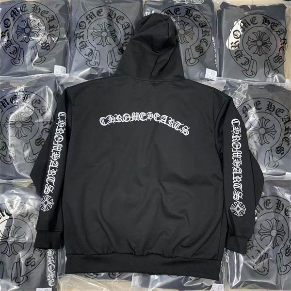 人気上昇中【Chrome Hearts】Vertical Logo Fleece Zip-Up Hoodieクロムハーツジップアップコピー