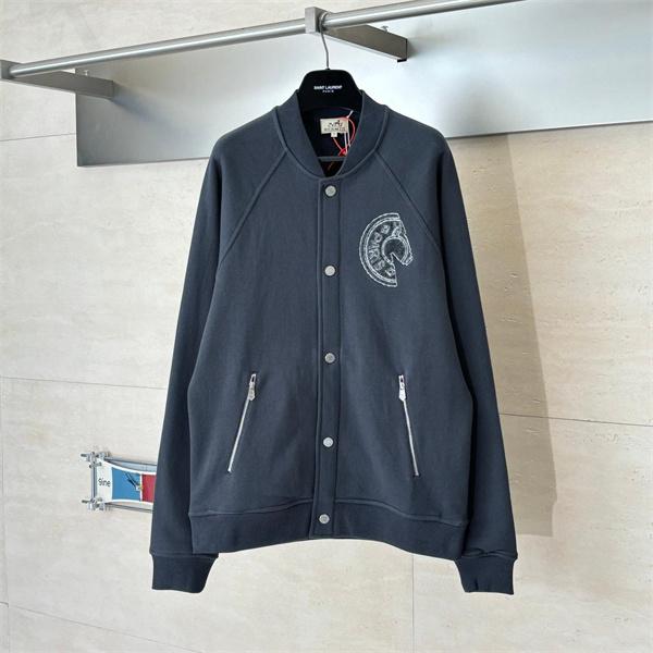 2025秋冬 上質 ダークグレー HERMES スエルメス コピー タジャン風 ジャケット 大人シック おしゃれ 