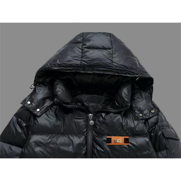 HERMES エルメス コピー 2025秋冬 新着 洗練ブラック 小ロゴ デザイン ダウンジャケット 大人モード 