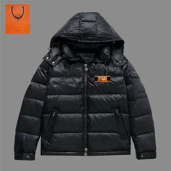 HERMES エルメス コピー 2025秋冬 新着 洗練ブラック 小ロゴ デザイン ダウンジャケット 大人モード 