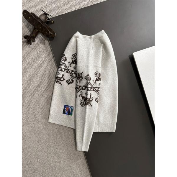 ふんわり グレー  HERMES エルメス コピー ニットセーター 高級ウール混 メンズ 上品 暖かい 柔らか 