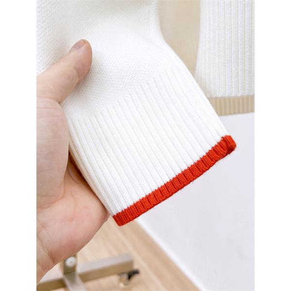 2025秋冬 上品 ホワイト HERMES ワンポイント ニットセーター 大人エレガント