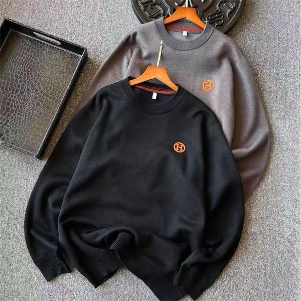 定番 ブラック＆グレー HERMES エルメス コピー ニット 暖か 大人カジュアル