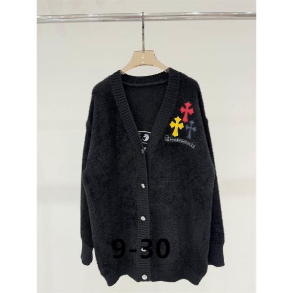 上質 ホワイト＆ブラック CHROME HEARTS 刺繍 カーディガン ふんわり