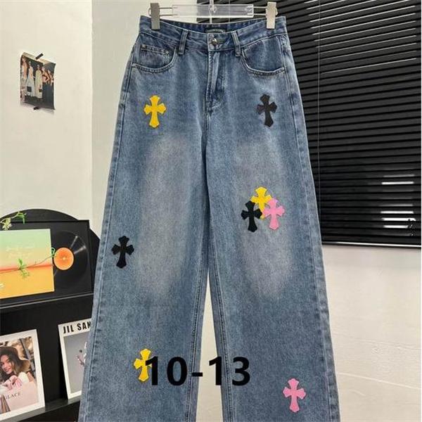 可愛い マルチ クロスパッチ CHROME HEARTS デニムパンツ カジュアル クロムハーツ コピー