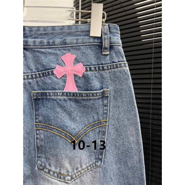 可愛い マルチ クロスパッチ CHROME HEARTS デニムパンツ カジュアル クロムハーツ コピー