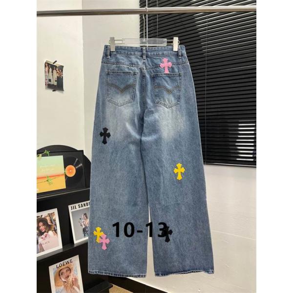 可愛い マルチ クロスパッチ CHROME HEARTS デニムパンツ カジュアル クロムハーツ コピー