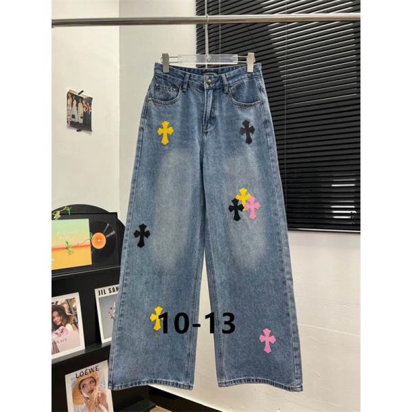 可愛い マルチ クロスパッチ CHROME HEARTS デニムパンツ カジュアル クロムハーツ コピー