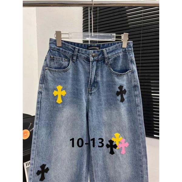 可愛い マルチ クロスパッチ CHROME HEARTS デニムパンツ カジュアル クロムハーツ コピー