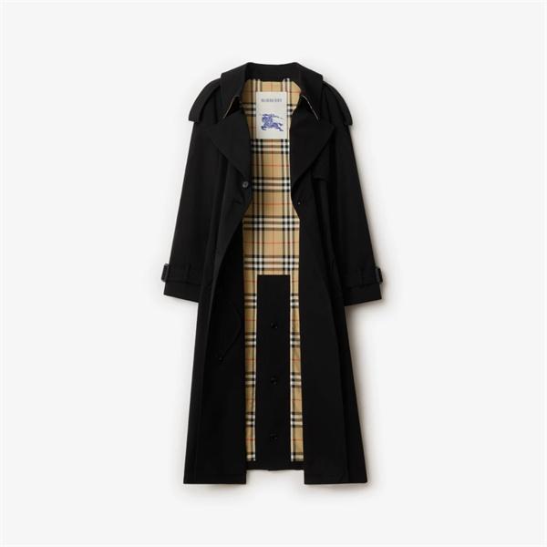 BURBERRY 激安 2025新作 レディース トレンチコート ブラック ロング丈 ダブルブレスト エレガントシンプル 上質ギャバジン コート