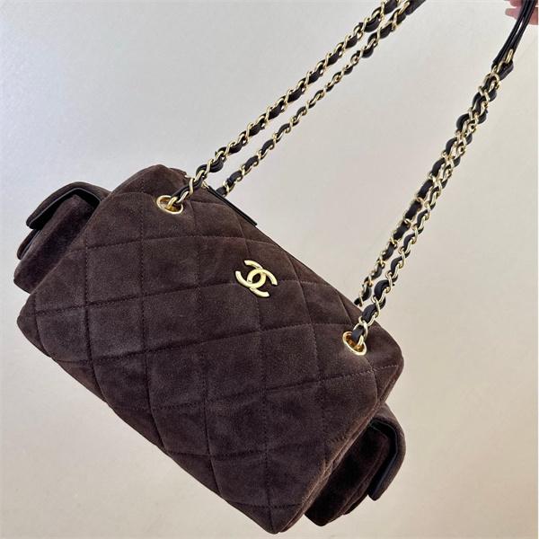 大人エレガント ブラウン スエード 高級感 CHANEL シャネル スーパーコピー ショルダーバッグ
