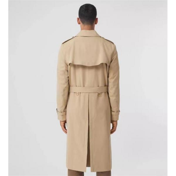 BURBERRY 激安 メンズ 2025新作 ロングトレンチコート ケンジントンフィット 英国製ギャバジン 細身シルエット ビジネス＆カジュアル対応