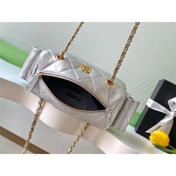 CHANEL シャネル コピー 2025秋冬 シルバー 大人気 上質感 メタリックキルティング バッグ