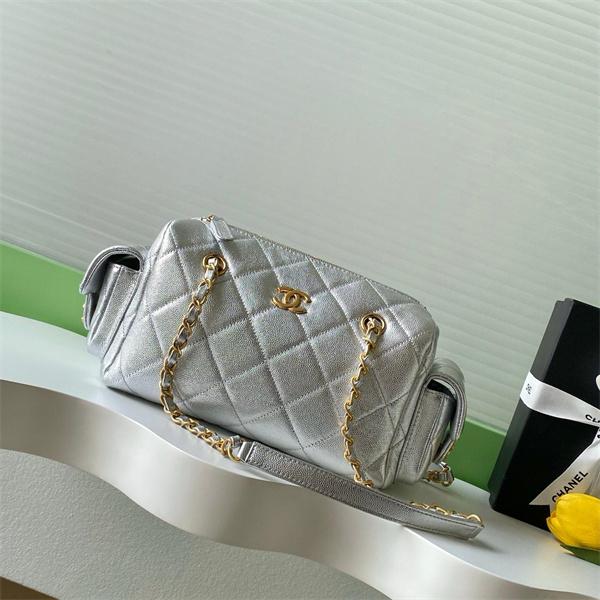 CHANEL シャネル コピー 2025秋冬 シルバー 大人気 上質感 メタリックキルティング バッグ