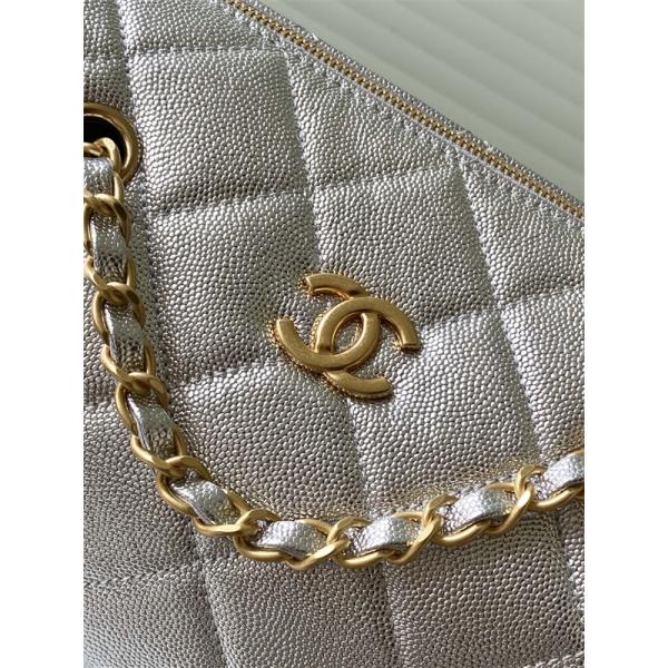 CHANEL シャネル コピー 2025秋冬 シルバー 大人気 上質感 メタリックキルティング バッグ